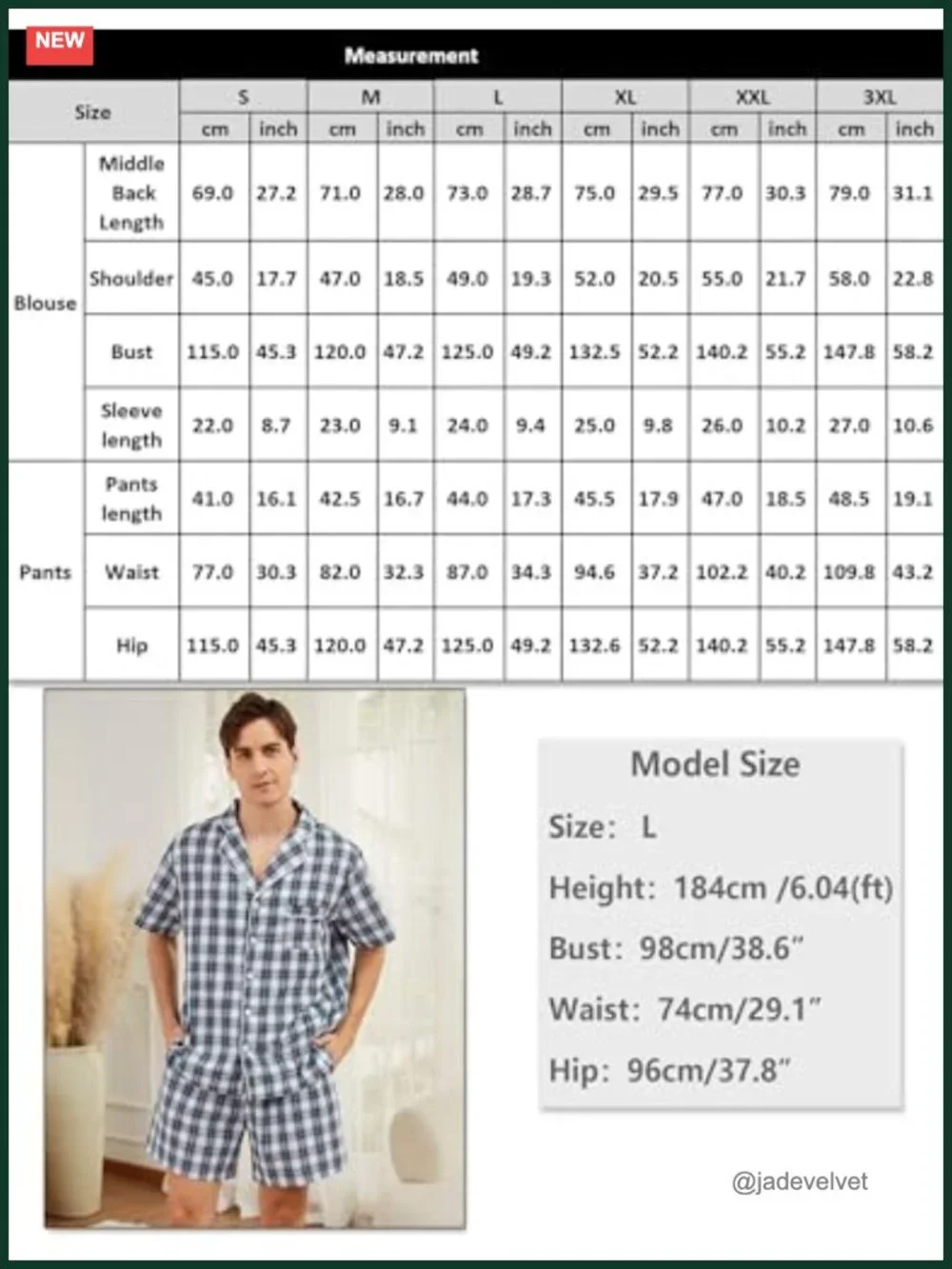 Cotton Pajama Set Short Sleeve Button Down Lounge Set Plaid Sleepwear